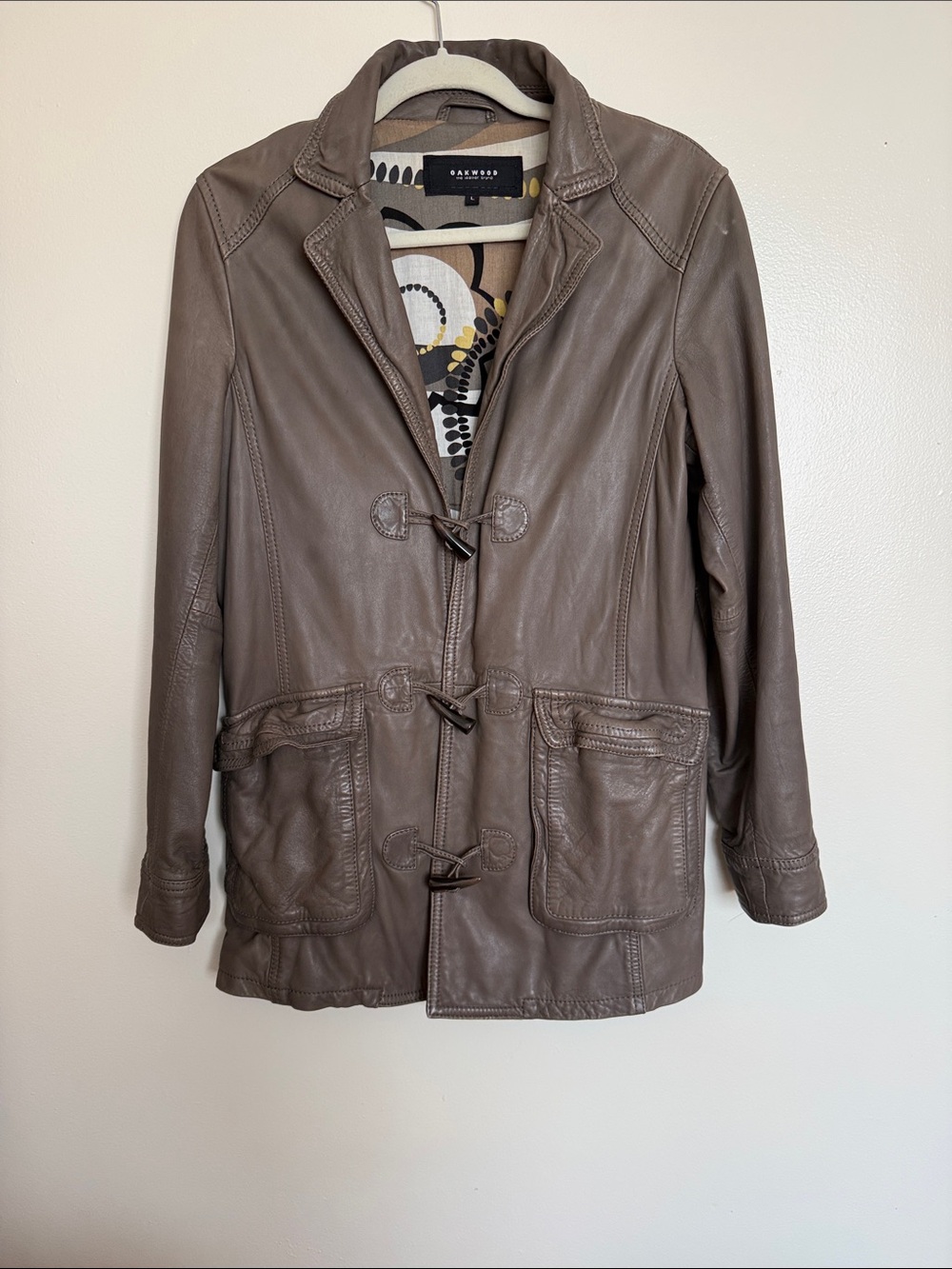 Brown Leather Toggle Jacket - Women's